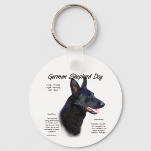German Shepherd Dog (blk) History Design Keychain