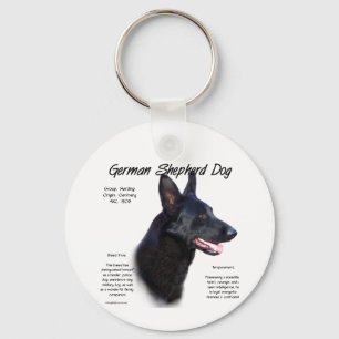 German Shepherd Dog (blk) History Design Keychain