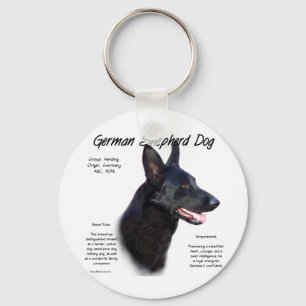 German Shepherd Dog (blk) History Design Keychain