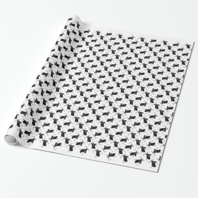 German Shepherd Dog (blk) History Design Wrapping Paper (Unrolled)