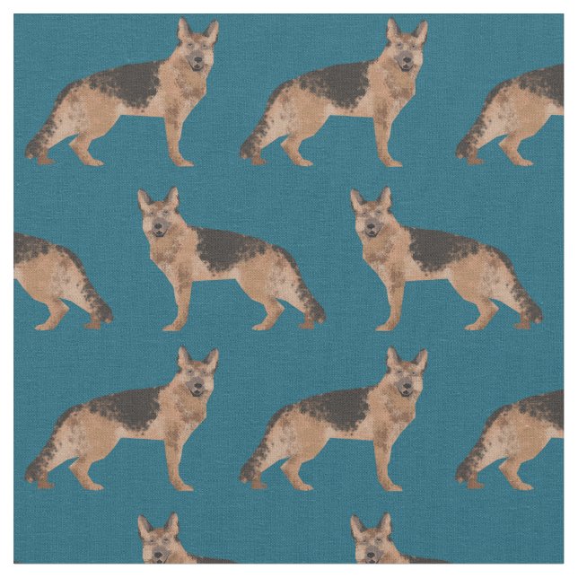 German Shepherd dog blue Fabric (Close Up)
