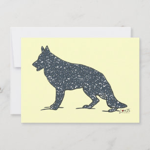 German Shepherd Dog + Blue Hearts Flat Note Cards