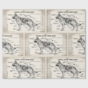 German Shepherd Dog Blueprint Wrapping Paper