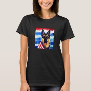 German Shepherd Dog Breed US Flag Pet American Pat T-Shirt