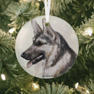 German Shepherd Dog by Hevener Glass Ornament