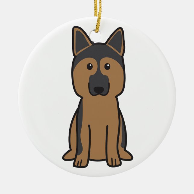 German Shepherd Dog Cartoon Ceramic Ornament (Front)