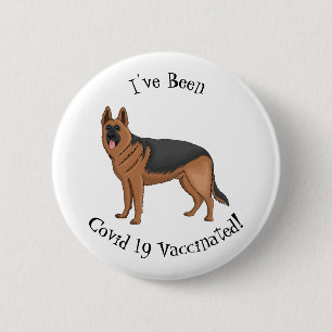 German shepherd dog cartoon illustration  2 inch round button