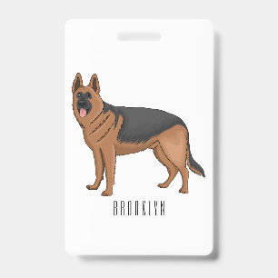 German shepherd dog cartoon illustration  badge