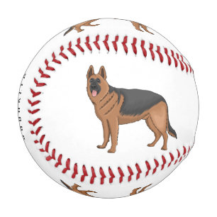 German shepherd dog cartoon illustration  baseball