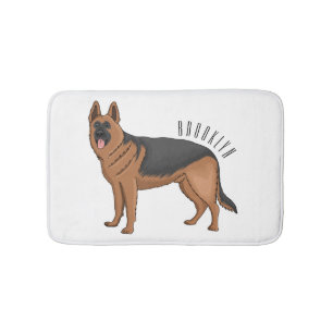 German shepherd dog cartoon illustration bath mat