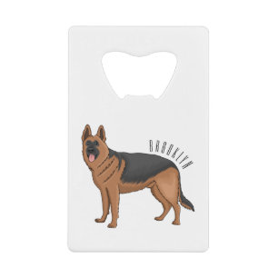 German shepherd dog cartoon illustration credit card bottle opener