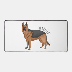 German shepherd dog cartoon illustration desk mat