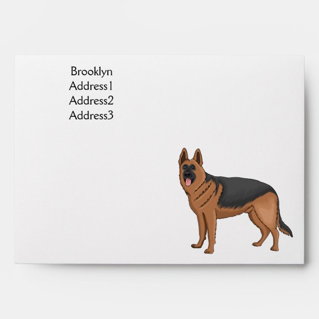German shepherd dog cartoon illustration  envelope (Front)