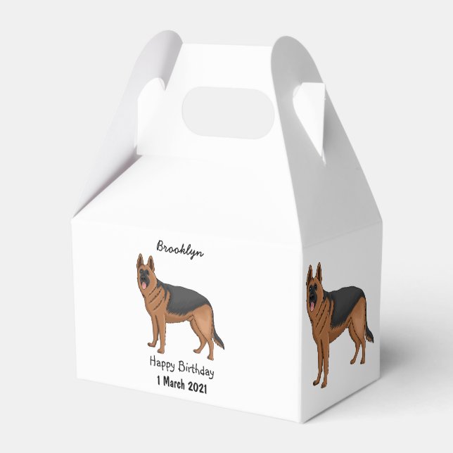 German shepherd dog cartoon illustration favor box (Front Side)