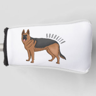 German shepherd dog cartoon illustration golf head cover