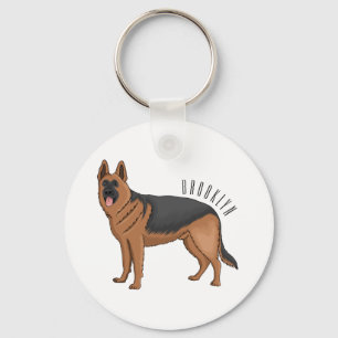 German shepherd dog cartoon illustration  keychain