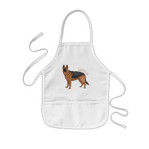 German shepherd dog cartoon illustration  kids apron
