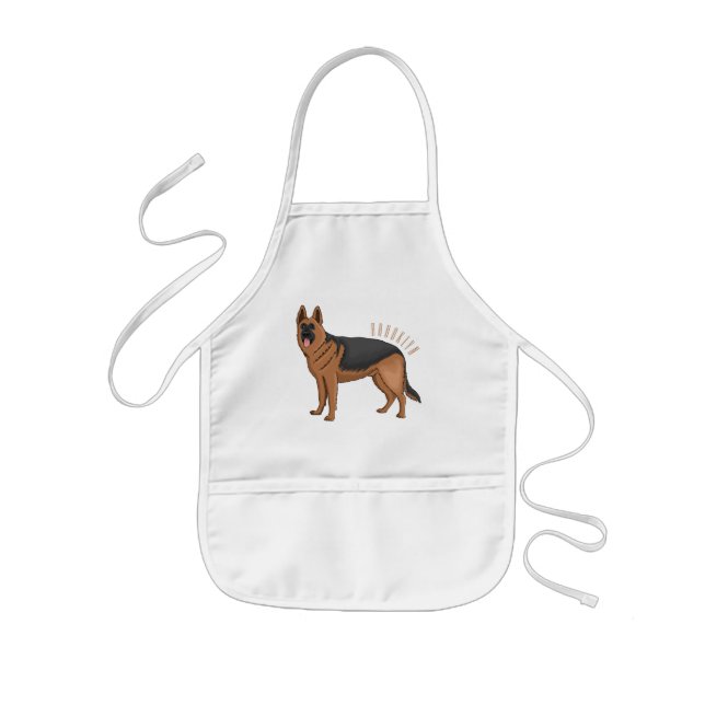German shepherd dog cartoon illustration  kids apron (Front)