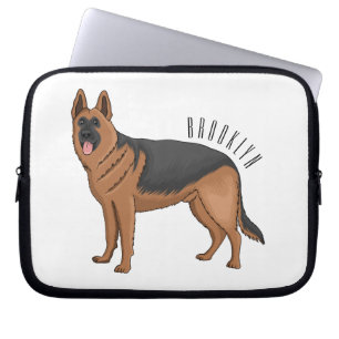 German shepherd dog cartoon illustration  laptop sleeve