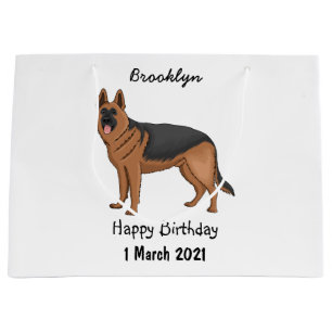 German shepherd dog cartoon illustration large gift bag