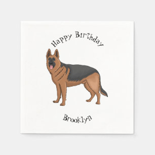 German shepherd dog cartoon illustration napkin