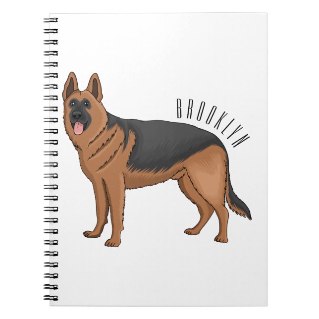 German shepherd dog cartoon illustration  notebook (Front)