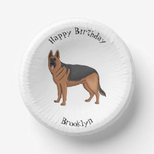 German shepherd dog cartoon illustration  paper plate