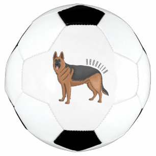 German shepherd dog cartoon illustration  soccer ball