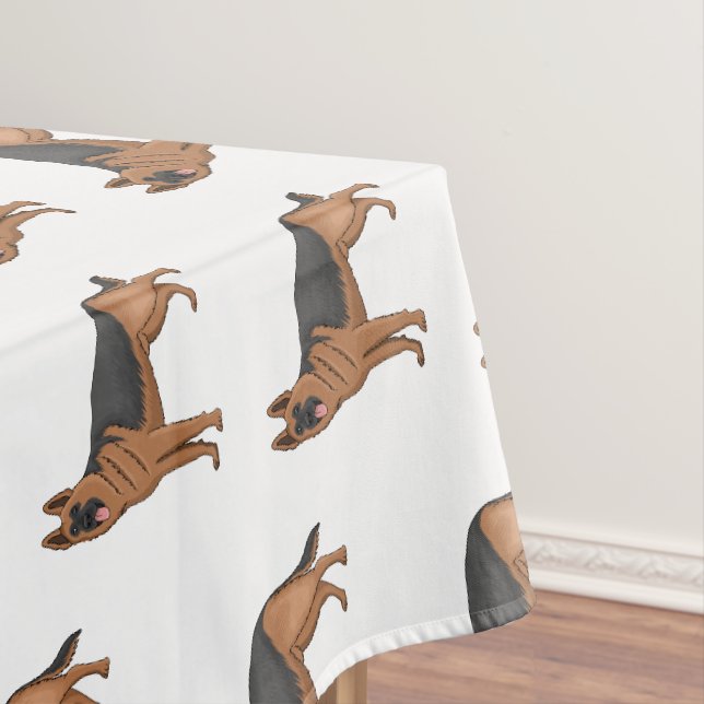 German shepherd dog cartoon illustration  tablecloth (In Situ)