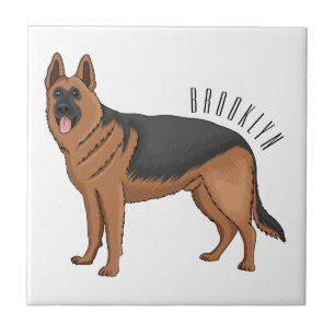 German shepherd dog cartoon illustration  tile