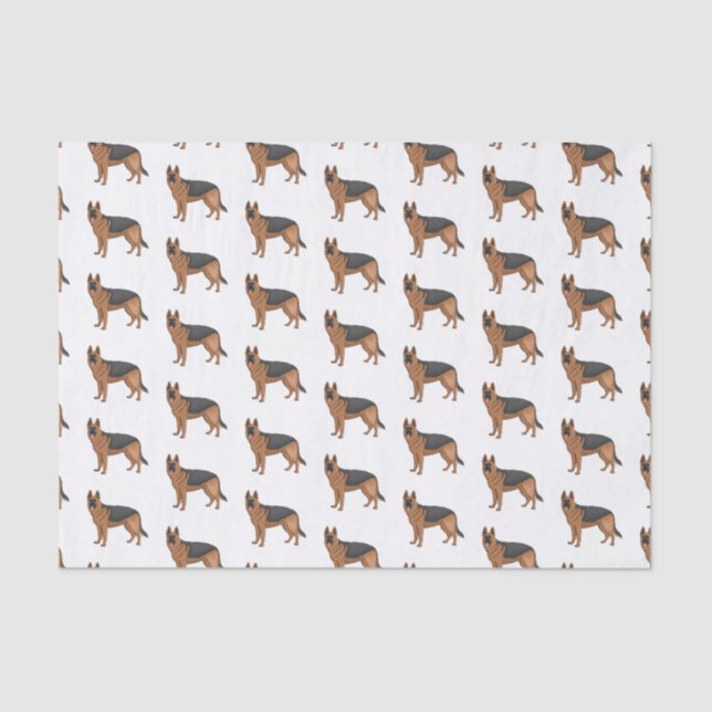 German shepherd dog cartoon illustration tissue paper (Front)