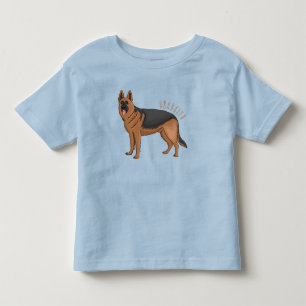 German shepherd dog cartoon illustration toddler t-shirt