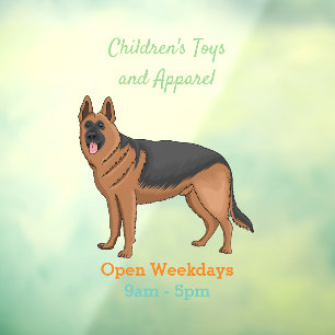 German shepherd dog cartoon illustration  window cling