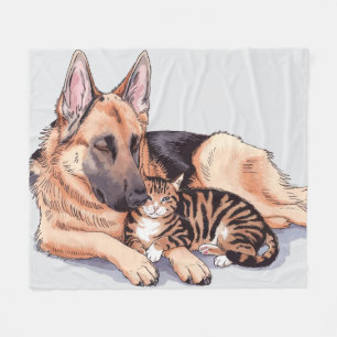 German Shepherd Dog Cat Fleece Blanket Love Cuddle