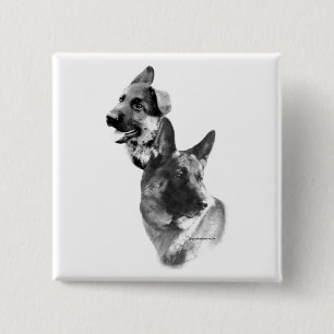 German Shepherd Dog Charcoal 2 Inch Square Button