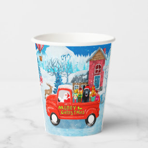 German Shepherd Dog Christmas Delivery Truck Snow Paper Cups