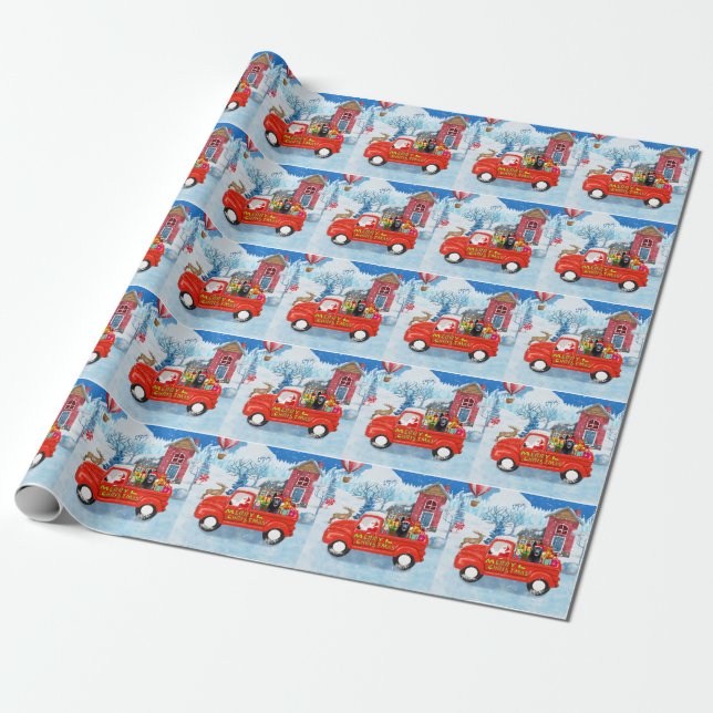 German Shepherd Dog Christmas Delivery Truck Snow Wrapping Paper (Unrolled)
