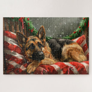 German Shepherd Dog Christmas Festive Jigsaw Puzzle
