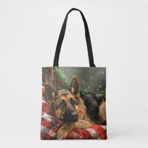 German Shepherd Dog Christmas Festive Tote Bag