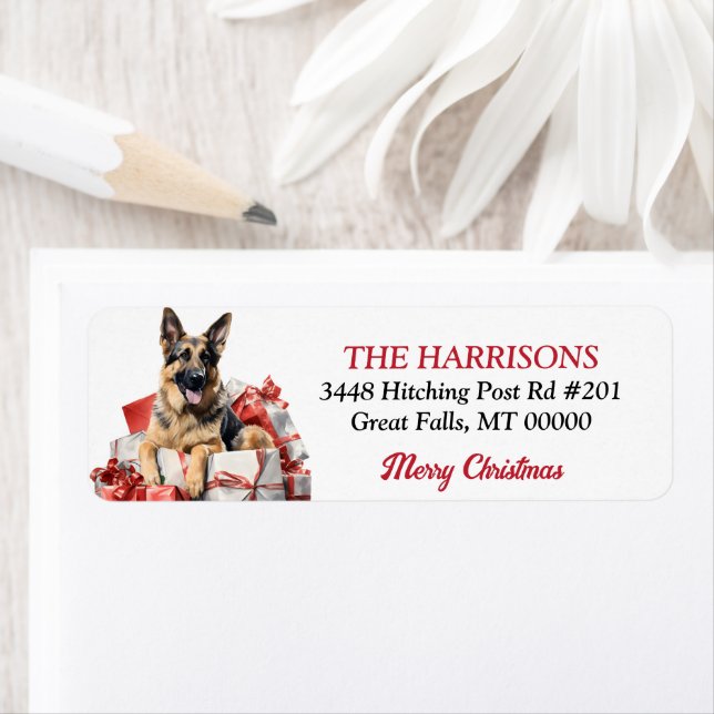 German Shepherd Dog Christmas Gifts Return Address (Insitu)