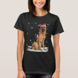 German Shepherd Dog Christmas Lights Santa Hat Dog T-Shirt<br><div class="desc">German Shepherd Dog Christmas Lights Santa Hat Dog Xmas</div>