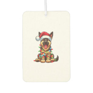 German Shepherd Dog Christmas Lights Santa Hat Xma Air Freshener