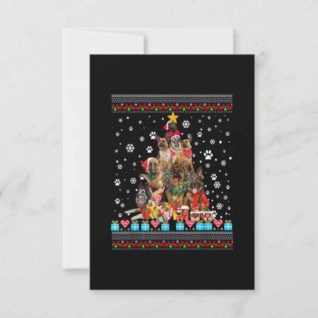 German Shepherd Dog Christmas Lights Ugly Christma RSVP Card (Front)