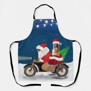 German Shepherd dog Christmas Santa Claus   Apron
