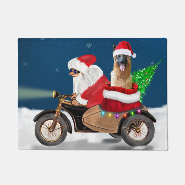 German Shepherd dog Christmas Santa Claus   Doormat (Front)