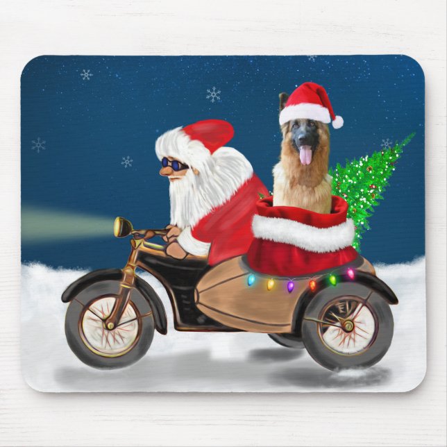 German Shepherd dog Christmas Santa Claus   Mouse Pad (Front)