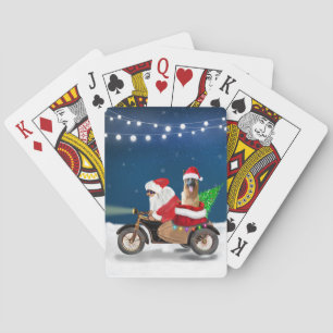 German Shepherd dog Christmas Santa Claus Playing Cards