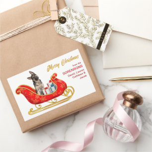 German Shepherd Dog Christmas Sleigh  Sticker
