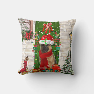 German Shepherd Dog Christmas Throw Pillow