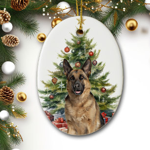 German Shepherd Dog Christmas Tree Ceramic Ornament